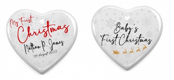 Baby's First Christmas - Personalised Ceramic Heart